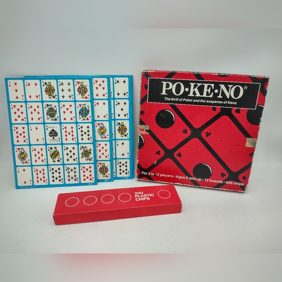 Vintage Set Po-Ke-No POKENO Poker-Keno Board Card Game 12 Board Set Chips - Picture 4 of 14